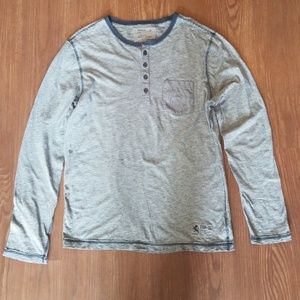 Men's M, Express Longsleeve Henley Blue Striped